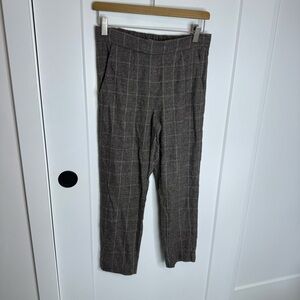 Aritzia Babaton Wool Cashmere Plaid Print Elastic Pull On Trousers Pants Size 4